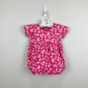 Vintage Baby Gap Pink Floral Shortall Romper